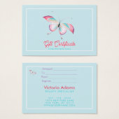 Cute Bohemian Butterfly Business Gift Certificate Visitekaartje (Voorkant /achterkant)