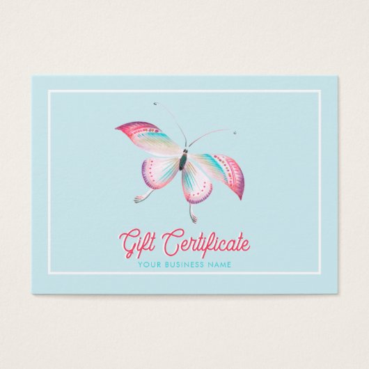 Cute Bohemian Butterfly Business Gift Certificate Visitekaartje (Voorkant)