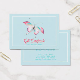 Cute Bohemian Butterfly Business Gift Certificate Visitekaartje