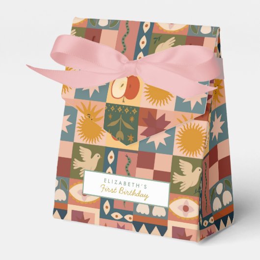 Cute Bohemian Celestial Patchwork Bedankdoosjes (Voorkant Zijde)