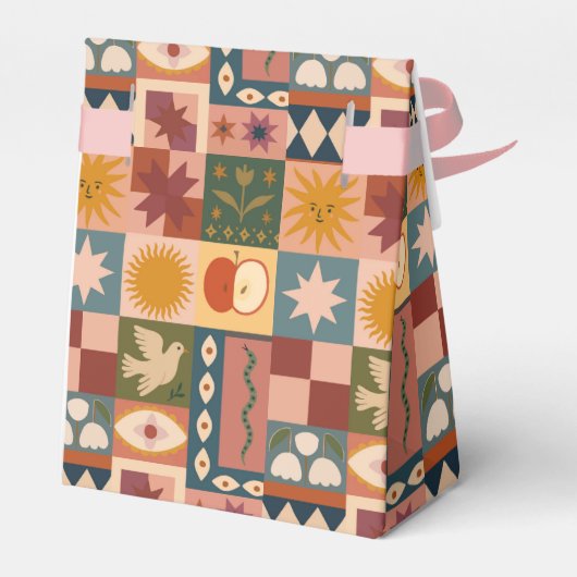 Cute Bohemian Celestial Patchwork Bedankdoosjes (Achterkant)