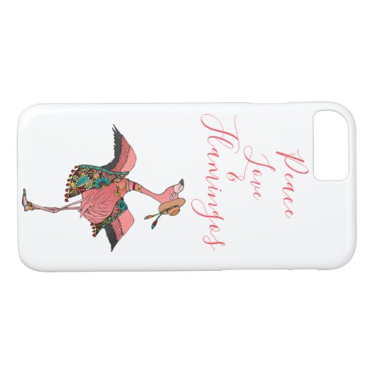 Cute Bohemian Flamingo Peace Love & Flamingos Case-Mate iPhone Case (Achterkant (Horizontaal))