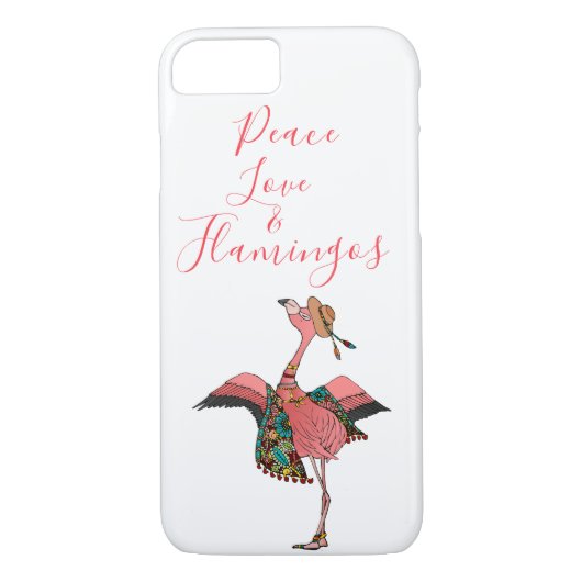 Cute Bohemian Flamingo Peace Love & Flamingos Case-Mate iPhone Case (Achterkant)