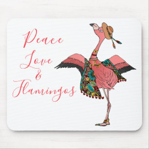 Cute Bohemian Flamingo Peace Love & Flamingos Muismat