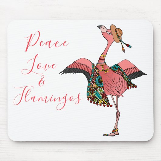 Cute Bohemian Flamingo Peace Love & Flamingos Muismat (Voorkant)