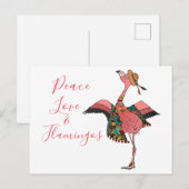 Cute Bohemian Peace Love and Flamingos Briefkaart (Voorkant / Achterkant)