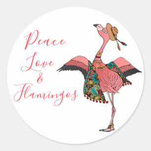 Cute Bohemian Peace Love & Flamingo Sticker