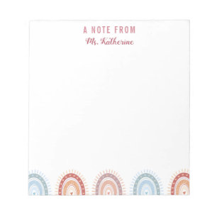 Cute Bohemian Rainbow Teacher's Notitieblok