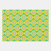 Cute Boho 70s Retro Shapes Pattern Green Yellow Inpakpapier Vel (Voorkant)