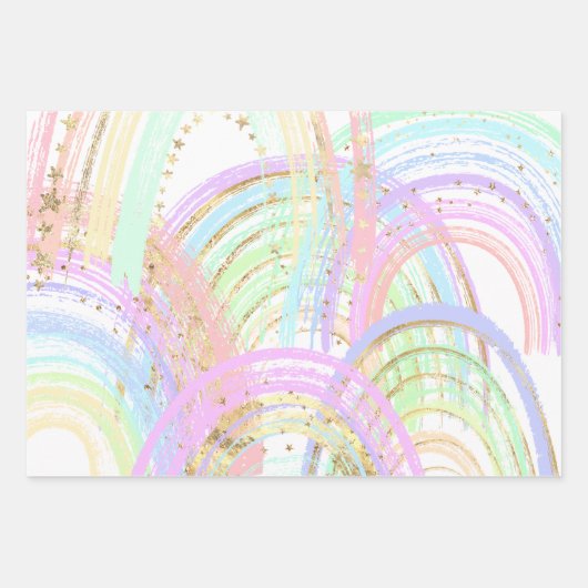 Cute Boho Abstracte Waterverf Rainbow Gift Inpakpapier Vel (Voorkant 3)