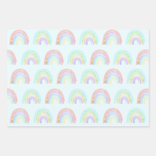 Cute Boho Abstracte Waterverf Rainbow Gift Inpakpapier Vel (Voorkant 2)