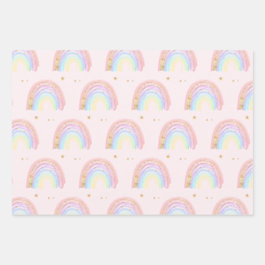 Cute Boho Abstracte Waterverf Rainbow Gift Inpakpapier Vel (Voorkant)