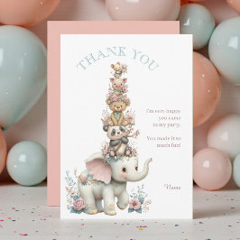 Cute Boho Animal Birthday Party Bedankkaart