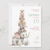 Cute Boho Animal Birthday Party Kaart (Voorkant)
