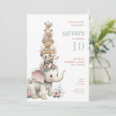 Cute Boho Animal Birthday Party Kaart (Staand voorkant)