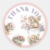 Cute Boho Animal Birthday Party Ronde Sticker (Voorkant)