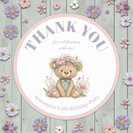 Cute Boho Animal Birthday Party Ronde Sticker