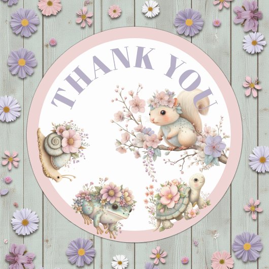 Cute Boho Animal Birthday Party Ronde Sticker