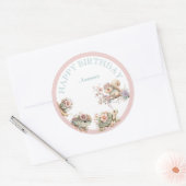 Cute Boho Animal Birthday Party Ronde Sticker (Envelop)