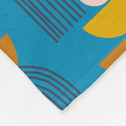 Cute Boho Arch Line Shapes in Blue and Yellow Fleece Deken (Hoek)