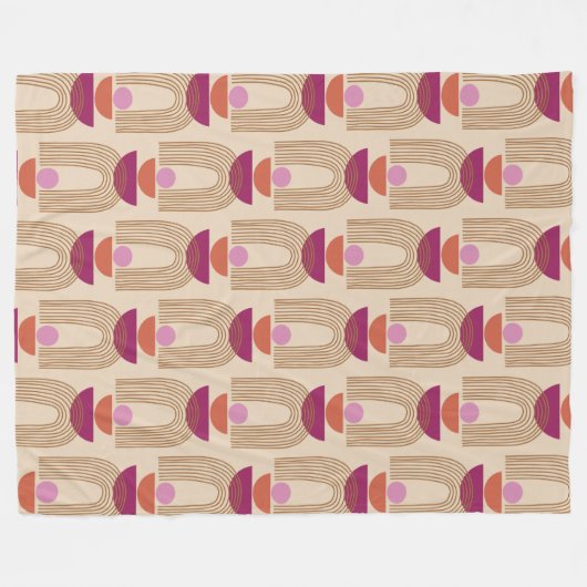 Cute Boho Arch Line Shapes in Fuchsia and Gold Fleece Deken (Voorkant (Horizontaal))