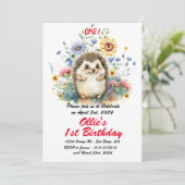 Cute Boho Baby Egeltje 1e Verjaardagsfeestje  Kaart (Staand voorkant)