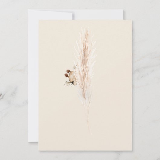 Cute Boho Baby Giraffe Pampas Birthday Party Kaart (Achterkant)