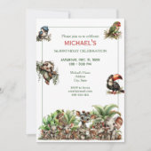 Cute Boho Baby Safari Birthday Party Kaart (Voorkant)