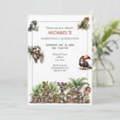 Cute Boho Baby Safari Birthday Party Kaart (Staand voorkant)