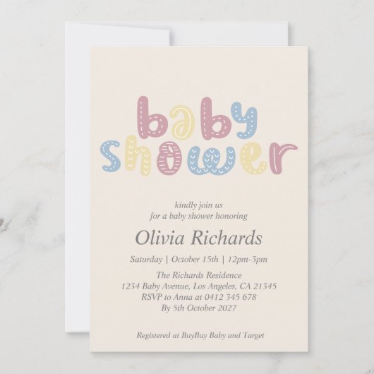 Cute Boho Baby shower Kaart (Voorkant)