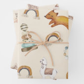 Cute Boho Baby shower Wrapping Paper Sheets (In situ)