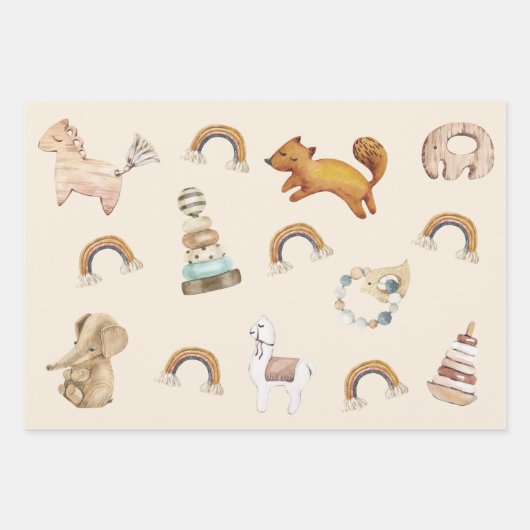 Cute Boho Baby shower Wrapping Paper Sheets (Voorkant)