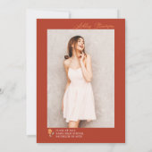 Cute boho beadow sinaasappel wildflower afstuderen kaart (Achterkant)