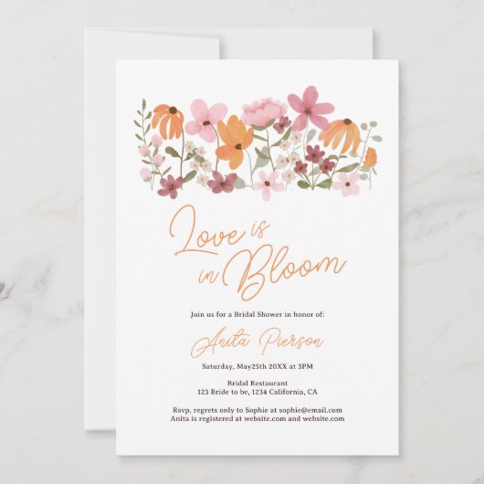 Cute boho beadow vrijgezellenfeest van kleine wild kaart (Voorkant)