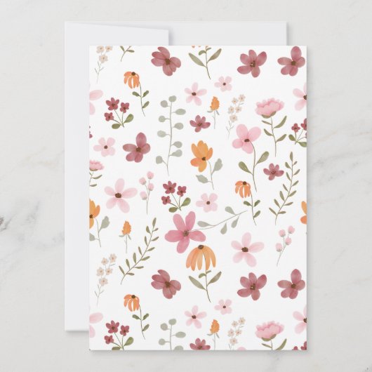 Cute boho beadow vrijgezellenfeest van kleine wild kaart (Achterkant)