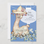 Cute Boho Blue Lampion Baby shower per post Kaart (Voorkant)