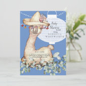 Cute Boho Blue Lampion Baby shower per post Kaart (Staand voorkant)