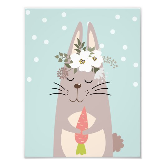 Cute Boho Bunny Nursery Decor Artwork Poster (Voorkant)