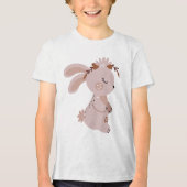 Cute Boho Bunny with Floral Headband  Tri-Blend Shirt (Voorkant)