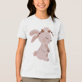 Cute Boho Bunny with Floral Headband  Tri-Blend Shirt (Voorkant)