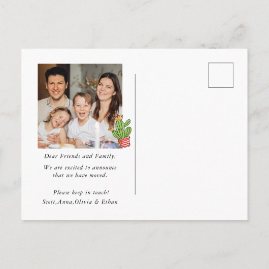 Cute Boho Cactus We hebben familiefoto's verplaats Aankondigingskaart (Achterkant)