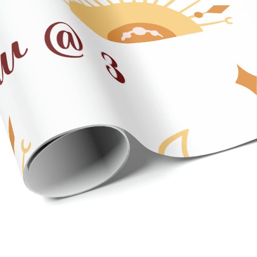 Cute Boho Celestial Kids Birthday Seamless Pattern Cadeaupapier (Rol Hoek)