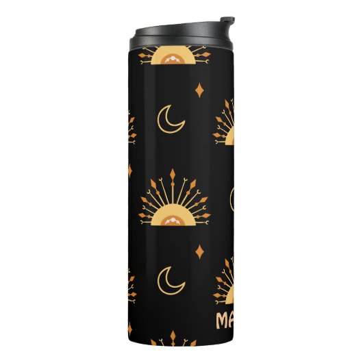 Cute Boho Celestial Seamless Pattern Gepersonalise Thermosbeker (Gedraaid links)