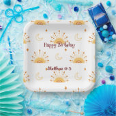 Cute Boho Celestial Seamless Pattern Kids Birthday Papieren Bordje (Feest)