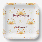 Cute Boho Celestial Seamless Pattern Kids Birthday Papieren Bordje (Voorkant)