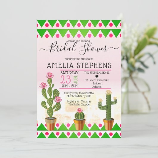Cute Boho Chic Cactus Tribal Vrijgezellenfeest Kaart (Staand voorkant)