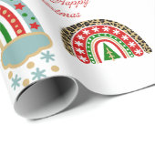 Cute Boho Christmas Rainbow Plaid Leopard Holiday Cadeaupapier (Rol Hoek)