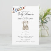 Cute Boho Clothes Boy Baby shower Invitation Kaart (Staand voorkant)
