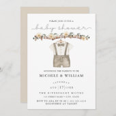 Cute Boho Clothes Boy Baby shower Invitation Kaart (Voorkant / Achterkant)