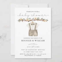 Cute Boho Clothes Boy Baby shower Invitation